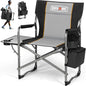 Overmont Oversized Lightweight Camping Chair - Comfortable Heavy Duty Foldable Directors Chairs with Side Table & Cooler Bag for Outside Camp Beach Picnic Lawn and Fishing Supports 400lbs