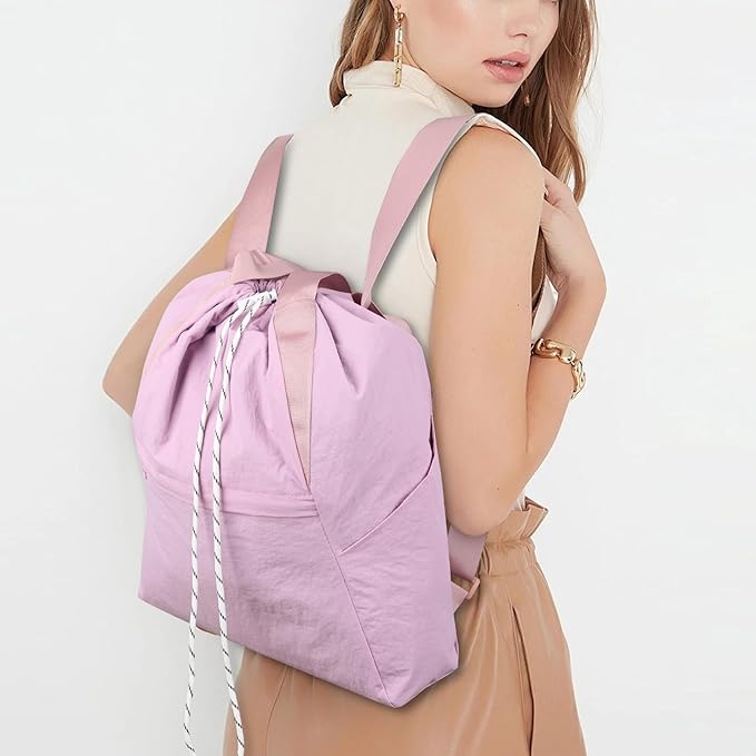 Valleycomfy Drawstring Backpack with Wet Pocket,Waterproof Drawstring Bag,Gym Backpack for Beach,Pool,Swim and Travel,Purple