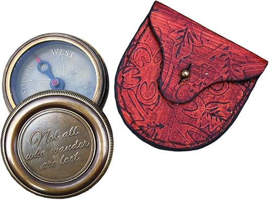 Nautical Brass Compass Engraved Pocket Compass Quote Not All Those Who Wander are Lost Magnetic Compass Graduation Confirmation Day Gift Vintage Working Compass