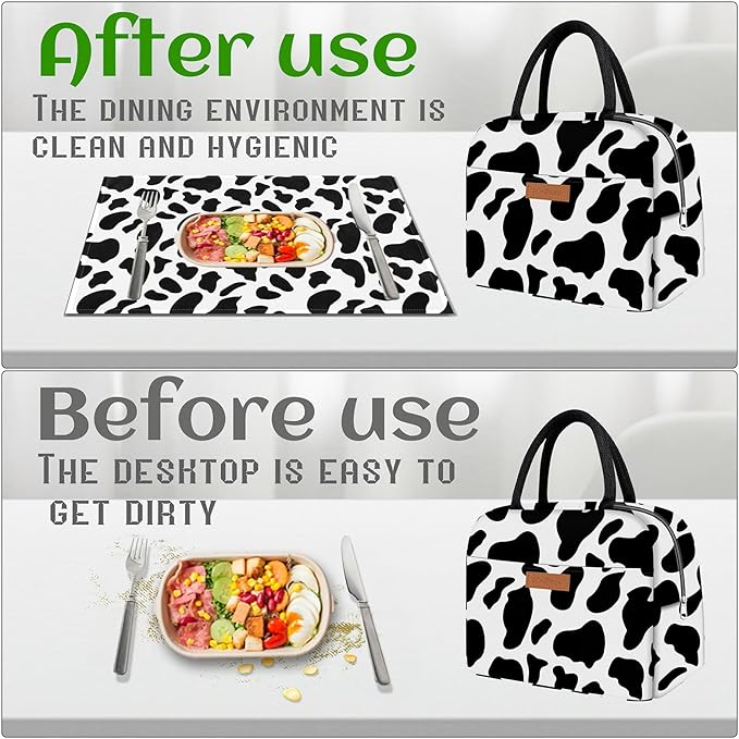 Cute Lunch Bag Women with Placemats, Insulated Lunch Box for Women, Placemats Keep Clean and Hygienic Durable Leakproof Thermal Bag High Capacity for Travel Picnic Insulated Lunch Bag
