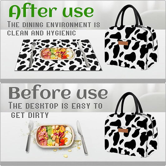 Cute Lunch Bag Women with Placemats, Insulated Lunch Box for Women, Placemats Keep Clean and Hygienic Durable Leakproof Thermal Bag High Capacity for Travel Picnic Insulated Lunch Bag