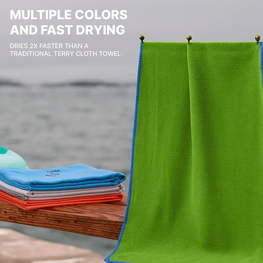 Microfiber Towel 40” by 20” for Camping, Yoga, Gym, Travel - Highly Absorbent Cleaning Cloth, Quick Drying Lightweight Material - Lint Free, Scratch Free Towels Washable and Reusable