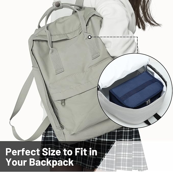MIER Portable Thermal Insulated Cooler Bag Mini Lunch Bag for Kids, Navy Blue