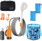 Portable Electric Shower Travel rain Shower Pump Camping Shower kit and 6.5 Gallon Folding Bucket for Indoor or Outdoor Shower car Cleaning pet Bath