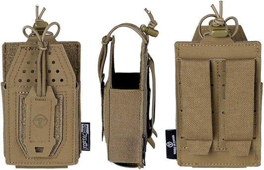 Tactical Radio Holster Molle Radio Pouch Universal Radio Holder for Walkie Talkie Motorola BaoFeng UV-5R BF-F8HP Adjustable Storage Rifle Magazine Pouch(Coyote Brown)
