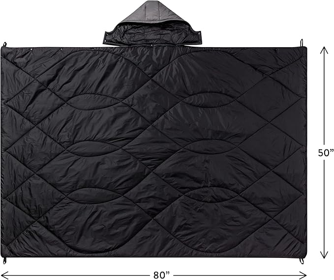Waterproof Camping Blanket Large - Lightweight Backpacking Outdoor Travel Blanket With Detachable Hood & Carry Bag - Insulated Down Blanket & Warm Quilt for Camping, Hiking, Picnic, Stadium & festival