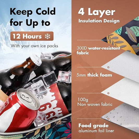 Lekesky Lunch Box for Women, Leakproof Insulated Lunch Bag for Adult Work Reusable Lunch Cooler Tote Bag