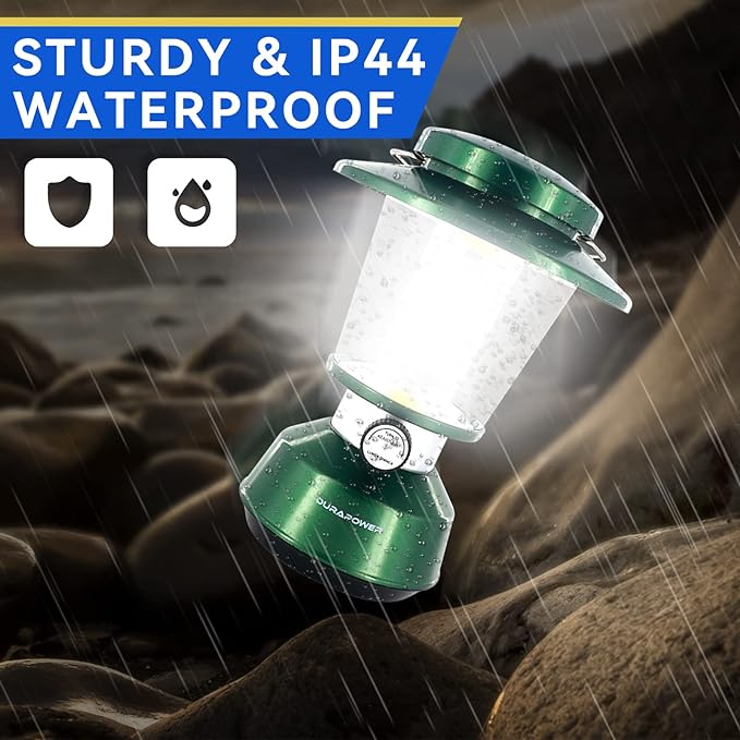 Durapower Rechargeable Camping Lantern,3300 Lumen Super Bright LED Camping Lantern, 5400 Mah Power Bank, IP44 Waterproof, 30 Hours, Portable Lantern for Hurricane, Power Outages