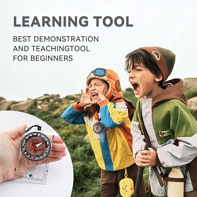 Orienteering Compass, Wilderness Survival Compass for Kids- Magnetic Gear Set Navigation Map- Backpacking Camping Hunting Survival