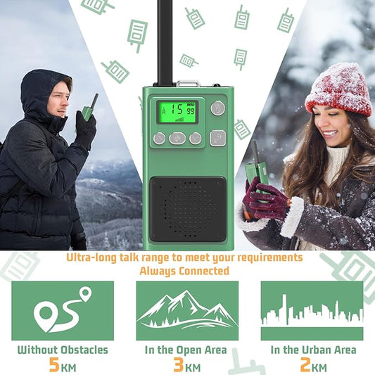Walkie Talkies, Selieve Walkie Talkies for Adults Long Range with 22 Channels, 2 Pack Radios Walkie Talkies with LED Flashlight, Foldable Antennas for Hiking Camping Trip (Green)