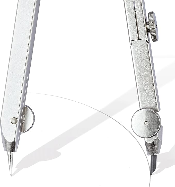 STAEDTLER Comfort Metal Quick Setting 6" Compass 2 Piece Set: Universal Adapter, Push-Button Mechanism & Extra Leads - Draws Circles up to 350mm