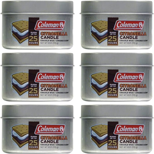 Coleman Scented Outdoor Citronella Candle with Wooden Crackle Wick - 6 oz (Pack of 6)