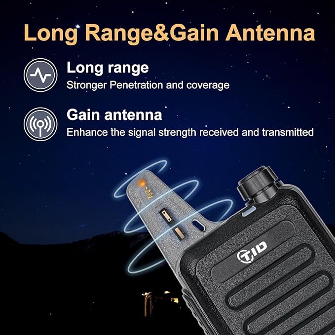 TIDRADIO Walkie Talkies for Adults Long Range Two Way Radio License-Free VOX Radios Walkie Talkies Rechargeable 2 Way Radio with Earpiece, for School Retail Church Restaurant (TD-M8s 6 Pack)