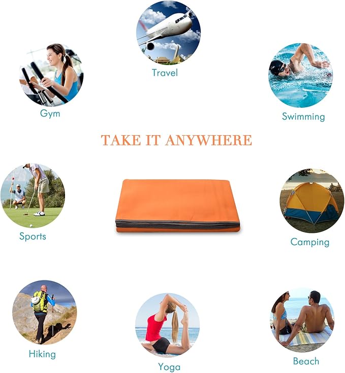 Your Choice Microfiber Travel Towel, Fast Drying Towel for Camping, Travel, Beach, Gym, Backpacking, Sports and Swimming. Sweat Absorbent, Lightweight and Ultra Compact