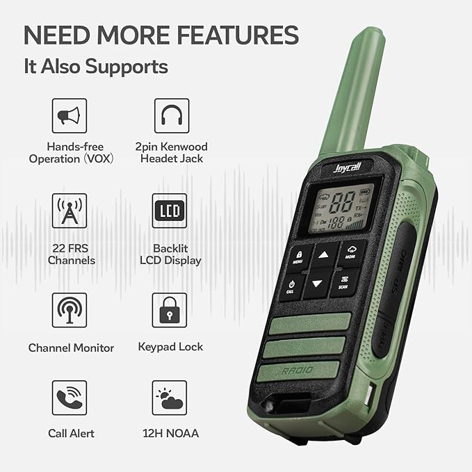 Walkie Talkies Long Range for Adult with Noaa Weather Alert Portable Walkie Talkies Rechargeable 22 Modifiable FRS Two Way Radios with Charger Cable &1400mAh Li-ion Battery