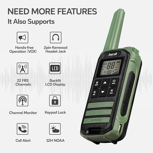 Walkie Talkies Long Range for Adult with Noaa Weather Alert Portable Walkie Talkies Rechargeable 22 Modifiable FRS Two Way Radios with Charger Cable &1400mAh Li-ion Battery