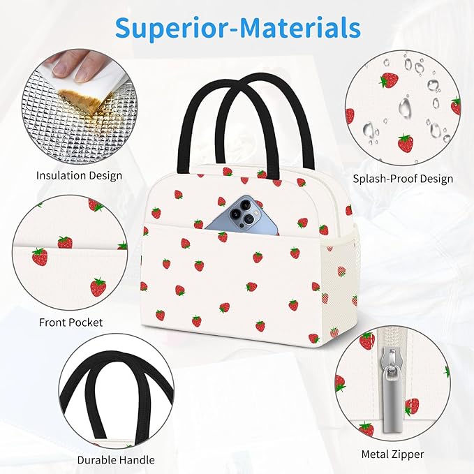 Lunch Bag Lunch Box for Women Men Reusable Insulated Lunch Tote Bag, Handbags Case High Capacity for Travel Work Picnic