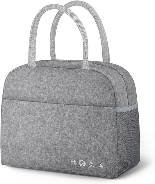 Lunch Bag Lunch Box for Women Men Reusable Insulated Cooler Lunch Tote Bags, Leakproof Cute LunchBag Large Capacity for Work Travel Picnic,Grey