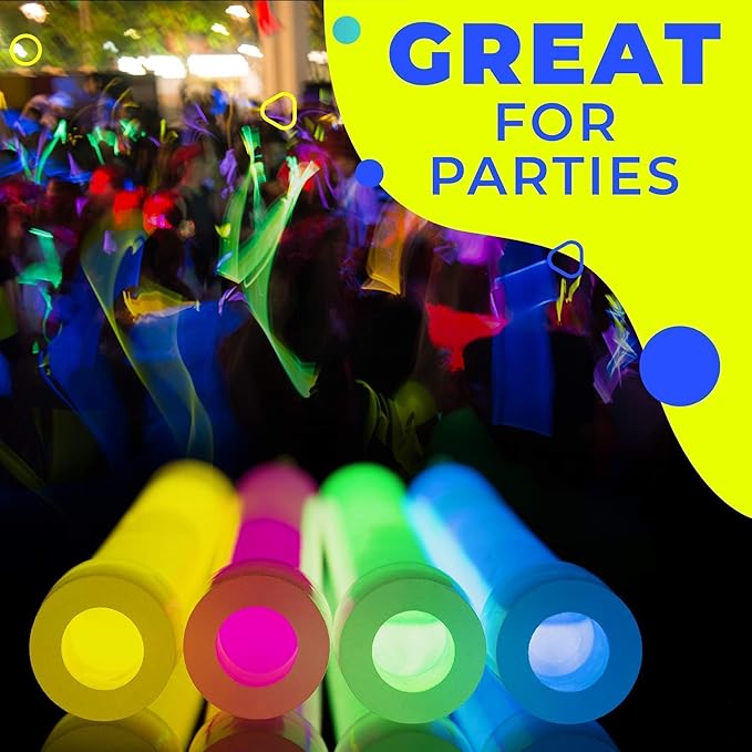 Ultra Bright 6 Inch Glow Sticks - Emergency Bright Chem Glow Sticks with 12 Hour Duration - Camping, Hiking Glow Stick Lights - for Parties and Kids Activities - Blackout Or Storm Ready Use