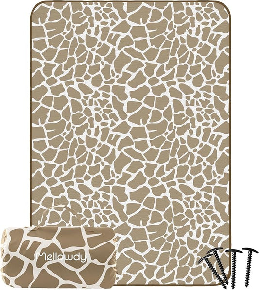 Mellowdy Companion Outdoor Printing Blanket - Waterproof, Wind-Resistant, Warm, Utility Blanket for Camping, Picnic, Stadium, Beach, Gameday, Travel, Foldable with Carrying Bag （Giraffe,55x80 inch）