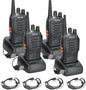 BAOFENG Walkie Talkies Long Range for Adults 2 Way radios with Programming Cable and Earpieces Walky Talky Rechargeable Handheld Two Radios Flashlight Li-ion Battery USB Charger（4 Pack）, (BF-888S)