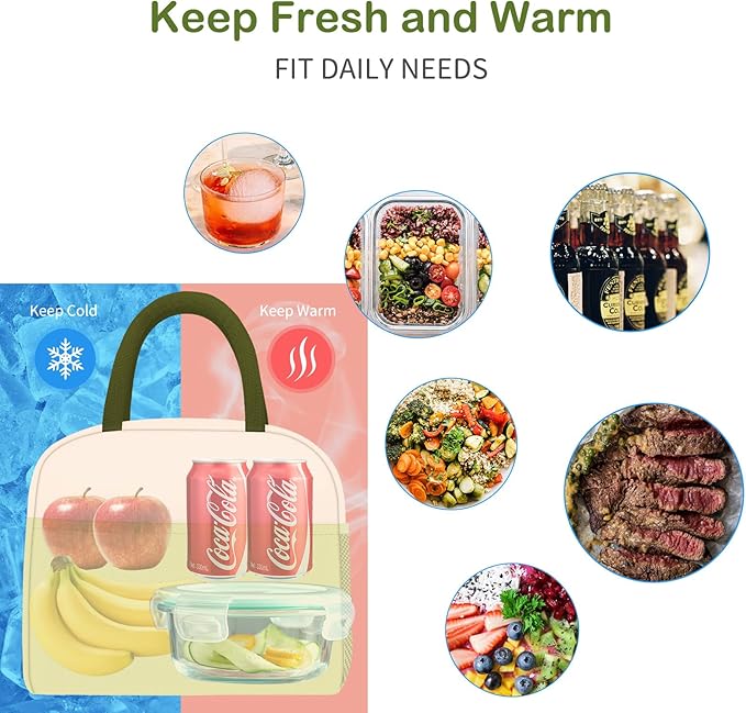 Lunch Bag Women, Lunch Box for Women Men Reusable Insulated Lunch Tote Bag, Handbags Case High Capacity for Travel Work Picnic
