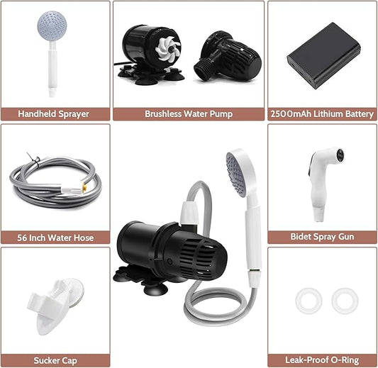 VINTEX Portable Camping Shower, Portable Shower with USB Rechargeable Battery, Outdoor Shower for Hiking, Traveling, Pet Bath