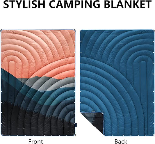 Camping Blanket,Lightweight Down Alternative Puffy Printed Camping Blanket Packable Outdoor Blanket for Camping,Traveling, Stadium, Hiking, Picnics