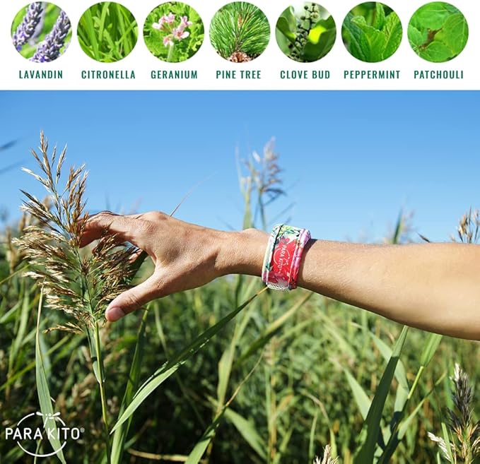 PARA'KITO Mosquito Repellent Bracelets + Refill Pellets Bundle, Mosquito Bracelets, Peppermint Oil, DEET Free Mosquito Repeller, Hiking & Camping Accessories, 2 Wristbands & 2 Refills (Saturn + Reef)