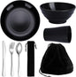 Kyraton Camping Utensils, Portable Travel Silverware Set With Reusable Light Weight Mug, Bowls and Plate, Stainless Steel Cutlery Set, Camping Mess Kit for 1 Person