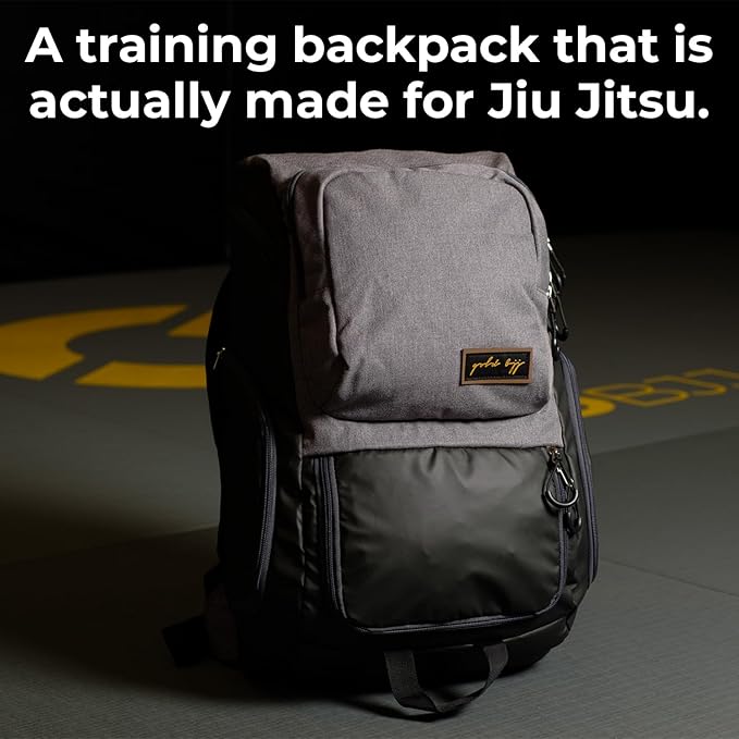 Gold BJJ Jiu Jitsu Backpack - Heavy Duty Gym Bag with Waterproof Gi Pocket