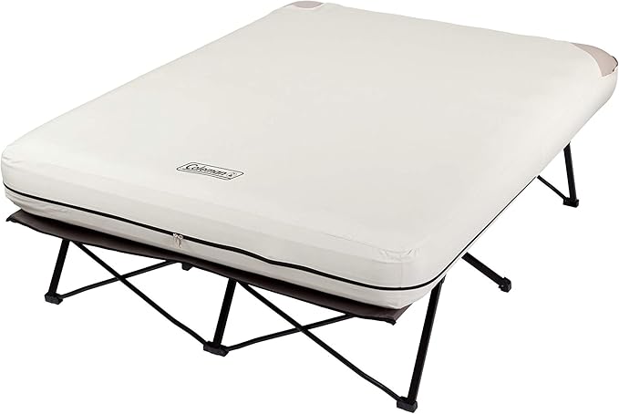 Coleman Camping Cot Air Mattress & Pump Combo Folding Camp Cot & Air Bed with Side Table & Battery-Operated Pump Great for Comfortable Outdoor Sleeping & Camping