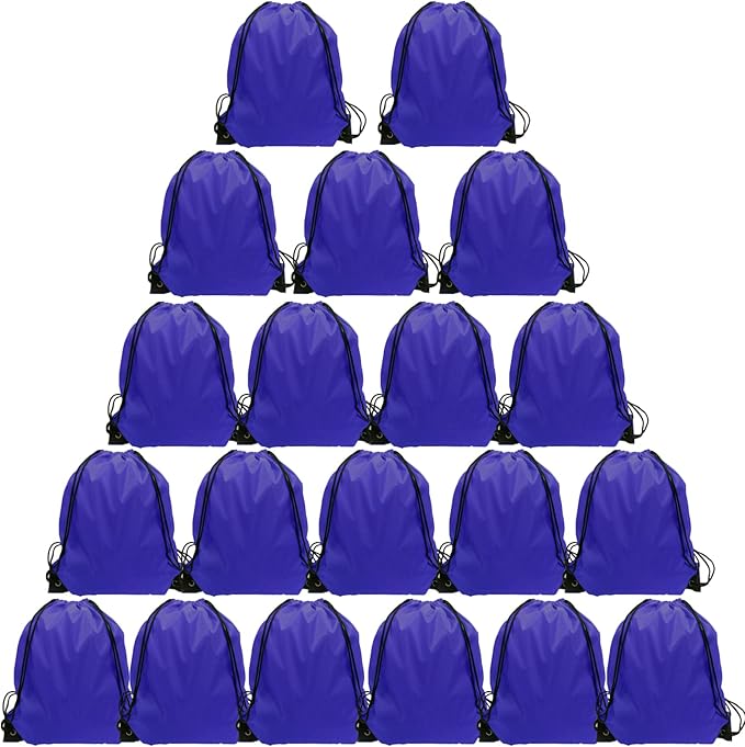 GoodtoU Drawstring Bags Bulk, 20 Pcs Draw String Bags Cinch Bag Drawstring Gym Bag Sackpack Drawstring Backpack for Women Men, Blue