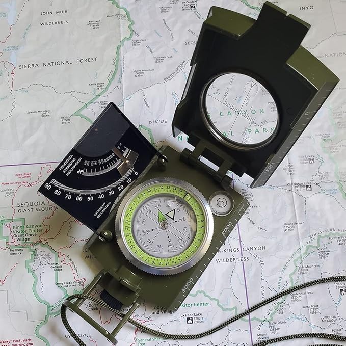 Military Compass with Fatwood Fire Starter for Backpacking and Survival