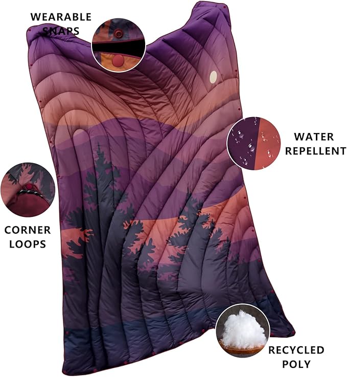 Camping Blanket,Lightweight Down Alternative Puffy Printed Camping Blanket Packable Outdoor Blanket for Camping,Traveling, Stadium, Hiking, Picnics