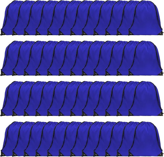 GoodtoU Drawstring Bags, Nylon Gym Bags with Cinch Sack - Drawstring Backpack for Sport, Traveling, Team (Blue, 48Pcs)