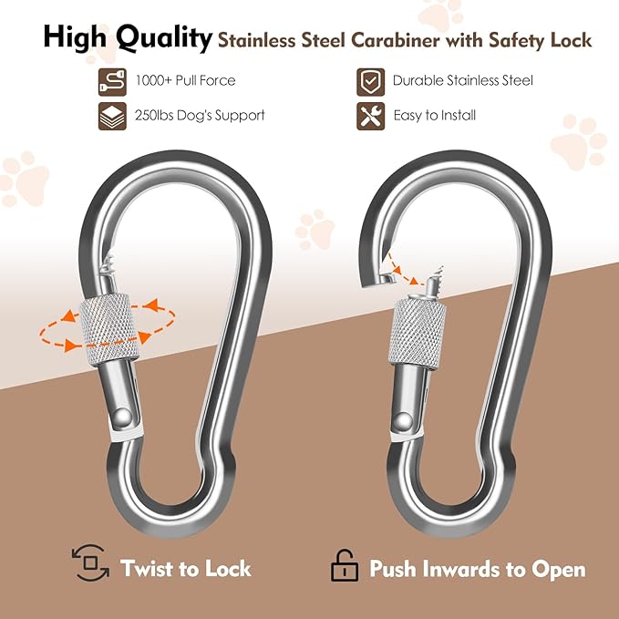 Snagle Paw Dog Runner for Yard 3 in 1, 75FT Dog Training Leash with Handle for Small Medium Large Dogs, Reflective Rope Dog Tie Out Cable with Carabiner for Yard,Park,Camping (Orange for 1 Dog)
