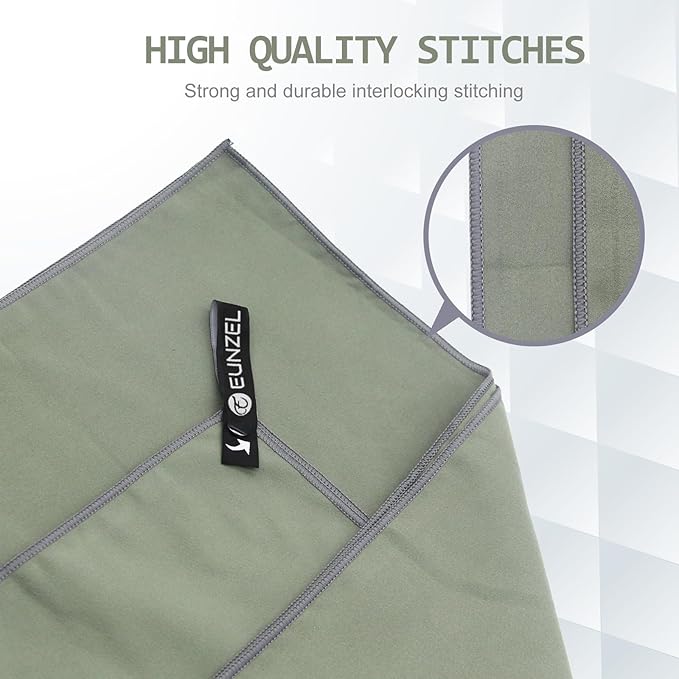 Eunzel Quick Dry Camping Towel, Microfiber Travel Towel Super Absorbent Fast Drying Towel for Camping, Beach, Gym, Backpacking, Yoga & Swimming(40" x 72", Army Green)