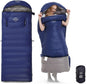 0-20 Degrees F Down Sleeping Bag for Adults - 4 Season Envelope With Arm Holes, Wearable for Backpacking Camping - Ultralight, Compact, Move Freely While Wearing