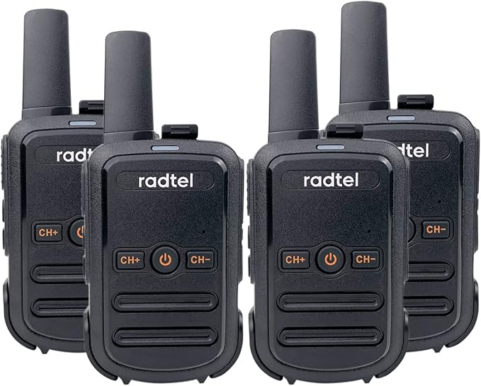 Radtel RT12 Rechargeable Walkie Talkies for Adults Long Range Handheld FRS Two Way Radio 16CH Handsfree VOX for Camping Hiking (4 Pack) (Black)