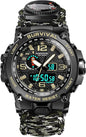 23-in-1 Military Tactical Watch for Men, Multifunctional Outdoors Waterproof Survival Watches with Compass Whistle Fire Starter and Thermometer, Paracord Watch Bracelets with Outdoor Army Gear…