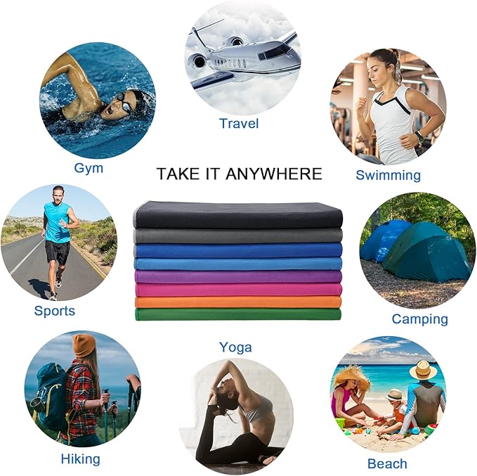 Your Choice 2 Pack Microfiber Travel Beach Towel (72x40 and 12x24 inch), Fast Drying, Super Absorbent, Lightweight, Ultra Compact. Perfect for Camping, Swimming, Yoga(XXLarge/Rose red)
