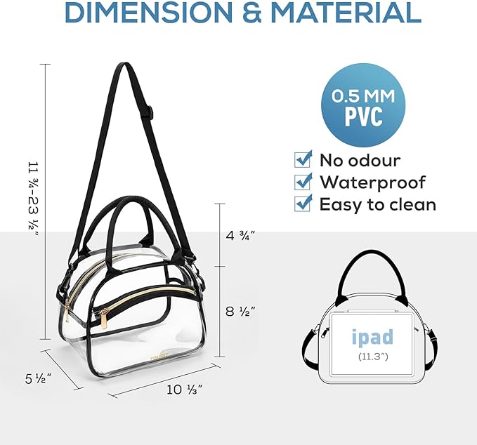 TOURIT Stadium Approved Clear Lunch Bag Transparent Bag with Adjustable Strap Clear Lunch Box for Women Men Work