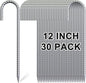 Rebar Stakes 12 inch, 5/16" Diameter Heavy Duty J Hook Stakes 30 Pack, Galvanized Anti-Rust Ground Anchor Long Tent Stakes for Dog Fence Trompoline Swing Set