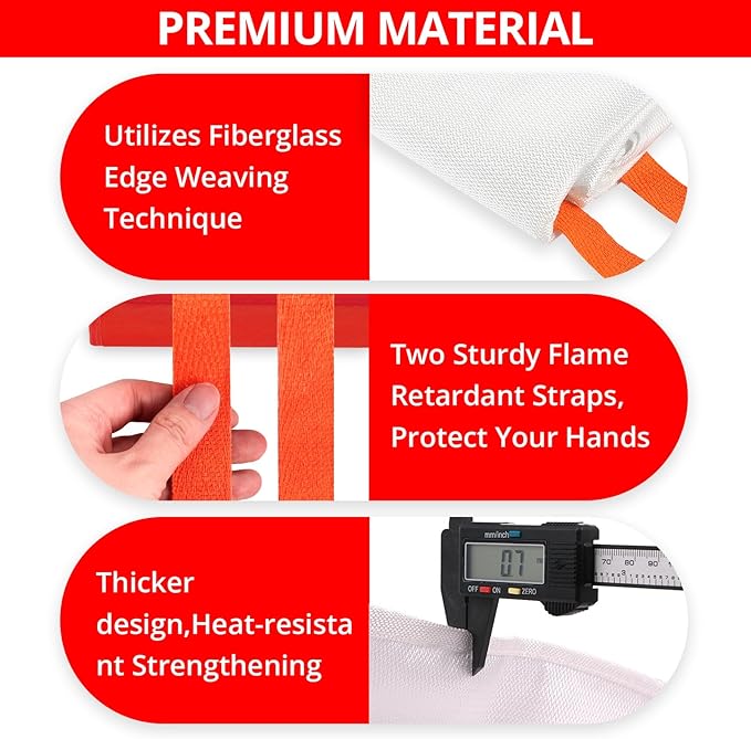 SecuCaptain Emergency Fire Blanket for Home and Kitchen - 8 Pack 40"x40" Flame Suppression Fiberglass Fire Blankets for House Camping Car Office Warehouse Emergency Survival Safety