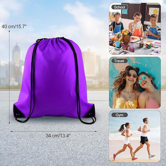 KUUQA 2Pcs Drawstring Backpack Bags Sports Cinch Sack String Backpack Storage Bags for Gym Traveling (Purple)