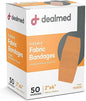 Dealmed Fabric Flexible Adhesive Bandages – 50 Count (1 Pack) Bandages with Non-Stick Pad, Latex Free, Wound Care for First Aid Kit, 2" x 4"