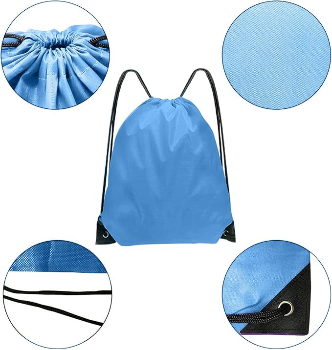 Drawstring Backpack Bulk 70Pcs String Backpack Drawstring Bags Cinch Bag Sackpack for Men Women Gym(Sky Blue)