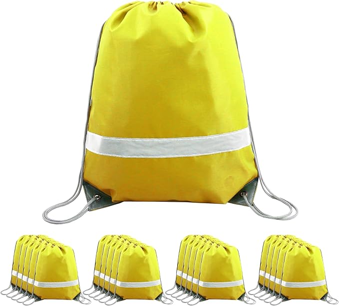 BeeGreen Drawstring Backpack Bags 20,30,50 Packs Reflective String Bags for Gym Sport Trip Cinch Sack DIY for Women Men