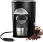 Portable Coffee Maker for Travel Camping Car, Ground Coffee Machine Single Serve with 10 oz Travel Mug for Traveling, RV, Office, Home and Dorm, 24V, Black